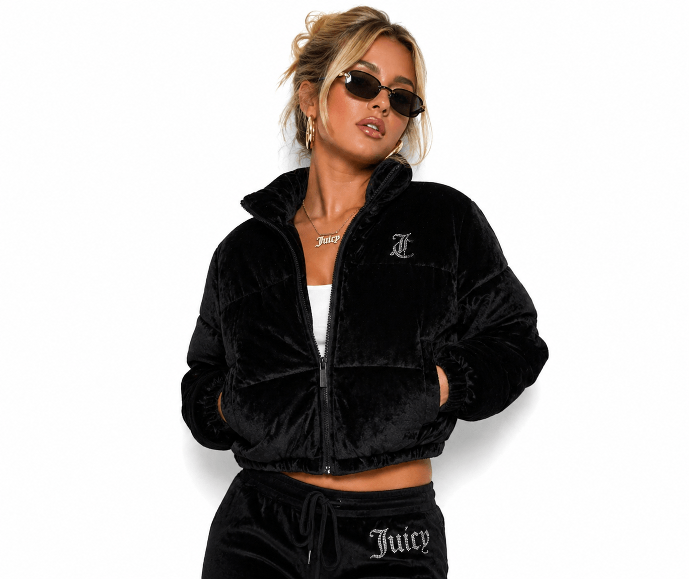 CHAQUETA JUICY COUTURE VELOUR MINDY PUFFA JACKET a $74.990